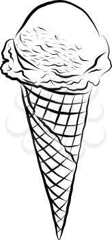 Sketch of ice cream waffle cup on white background vector illustration