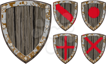 Old cracked wooden shield Viking warrior or another in a variety of color options, as well as empty