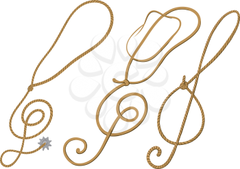 Concept treble clef made in the cowboy style in the form of lasso or hats.