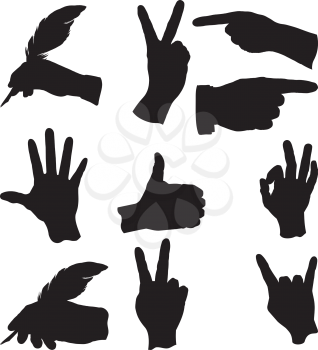 few hand gestures in different situations and actions