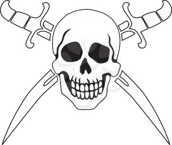 Jolly Roger Pirate sign on white background with white backgrounds on the inside contour.