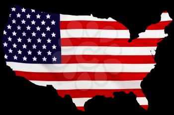 USA Flag in the form of maps of the United States on black background