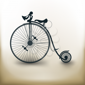 simple square pictograms Vintage Bicycle on beige background