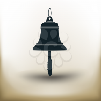 simple square pictogram vintage bell on beige background