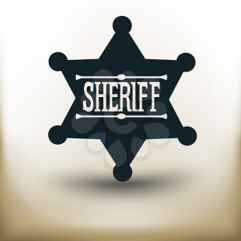 simple square pictogram Sheriff badge on beige background