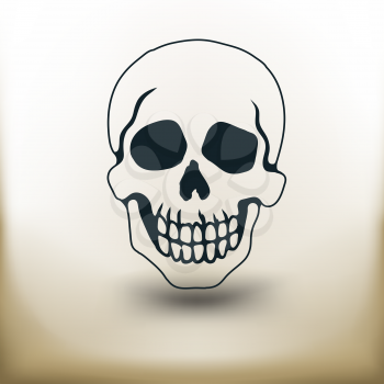 simple skull square pictogram on beige background