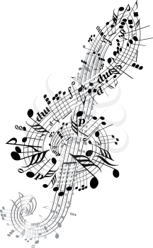Music notes twisted into Clef