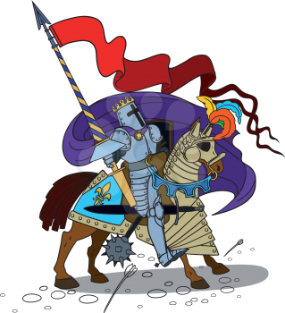 Brave Horse Knight with a spear and shield in full armor