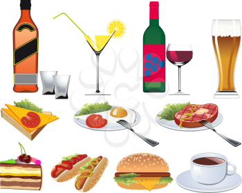 Restaurant Icons set for Menu isolated on white