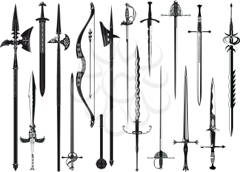 Big set of medieval weapon isolated on white