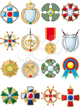large set of various conceptual medals, badges and awards