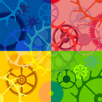 Multicolored seamless background with gears of different sizes and shapes