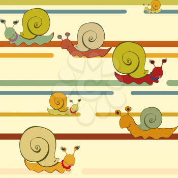 background with a crawling snail in a retro style