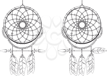 Indian mascot Dream catcher protecting the sleeper from evil spirits. Two options. They differ only by arrows