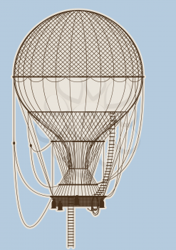 elegant vintage Hot Air balloon on a light blue background