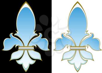 Elegant French heraldic lily on a black and white background