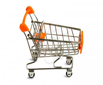 Realistic empty small cart from the supermarket isolated on white background