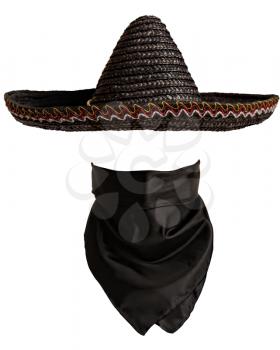 Classic Mexican hat and bandanna pattern with empty space to insert face