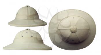 classic cork tropical colonial helmet in three projections isolated on white background
