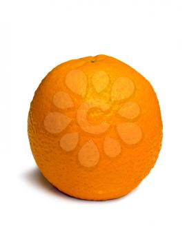 whole uncut Round ripe orange isolated on white background