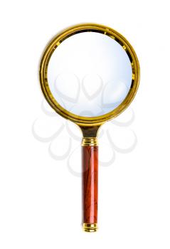 small magnifying glass on a decorative handle isolated on a white background