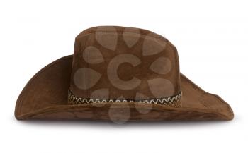 classic brown suede cowboy hat with curved margins