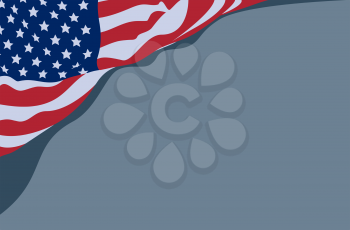 flat illustration of waving flag of united states of america on gray background