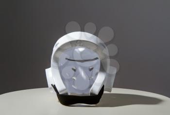 White protective light helmet for karate do, for training and competition. New mandatory requirement in some clubs