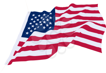 Beautiful vector star-striped USA flag waving in the wind Isolated on a white background