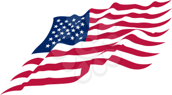 Beautiful vector star striped abstract USA flag waving on a white background