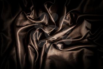 Bright Black Silk Fabric Pleated With Beautiful Folds