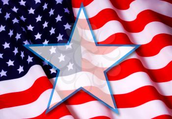 red-blue-white flag of the united states of america with a large star in the center for text or image