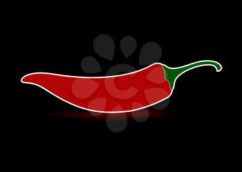 red hot chili peppers spice with green tail on a black background