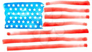 usa flag imitating childrens drawing painted color watercolor