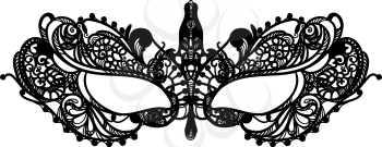 black openwork fabric mask decorative carnival for the face on a white background