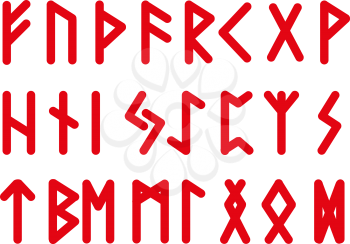 Stylized and simplified ancient scandinavian viking alphabet on a white background