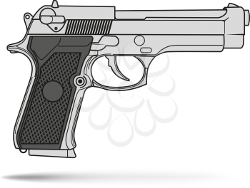 Typical classic military and police pistol vector Illustration on a white background 