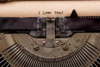 I love you - typed words on a Vintage Typewriter