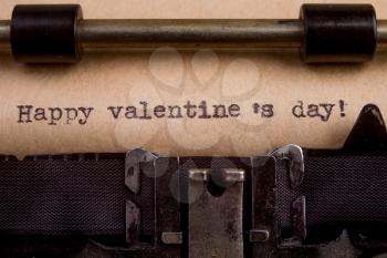 Happy valentine`s day - typed words on a Vintage Typewriter