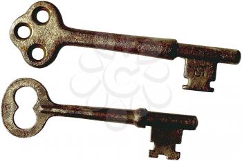 Royalty Free Photo of a Pair of Antique Brass Keys 