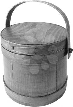 Royalty Free Photo of a Wooden Basket in Black & White