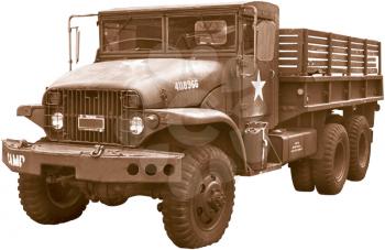 Royalty Free Sepia Tone Photo of a Military Truck