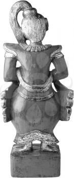 Royalty Free Black an White Photo of an Asian Culture Figurine