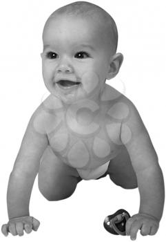 Royalty Free Black and White Photo of an Infant Child 
