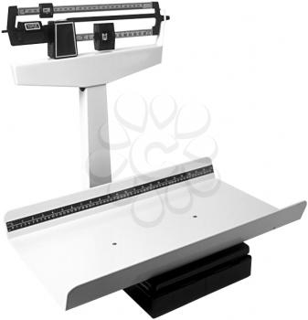 Royalty Free Black and White Photo of an Infant Weight Scale