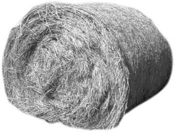 Royalty Free Black and White Photo of a Round Bail of Hay 