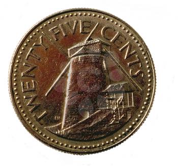 Royalty Free Photo of a 25 Cent Barbados Coin