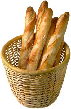 Royalty Free Photo of a Basket of Baguettes