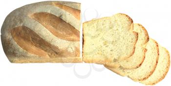 Royalty Free Photo of a Loaf of Bread Partially Sliced