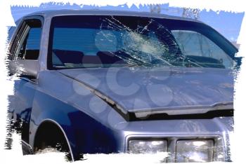 Royalty Free Photo of a Broken Windshield on a Car
